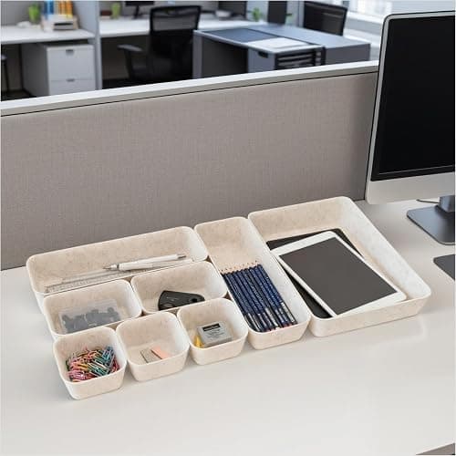 TTUGTTUG 8-Piece Felt Drawer Organizer Set in 4-Sizes, Made from Eco-Friendly Material for Vanity, Makeup, Desk, Office, Kitchen, and Nightstand, Oatmeal thumbnail 9