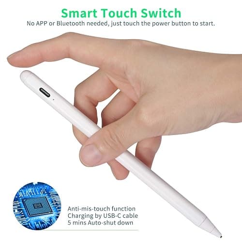 Electronic Stylus for iPad 5th Generation 9.7" 2017 Pencil,Type-C Rechargeable Active Capacitive Pencil Compatible with Apple iPad 5th Gen 9.7-inch Stylus Pens,Good on iPad Drawing Pens,White thumbnail 6