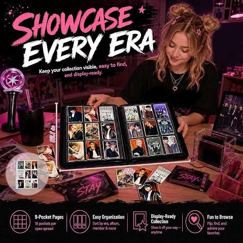 Stray Photocards Binder 1008 Pockets, Stray Fans Gifts & SKZOO Merch Collectors, 9-Pocket Portable Waterproof Display Kpop Photo Cards Collector Ablum Holder Book with 56 Removable Sleeves-Compass thumbnail 7
