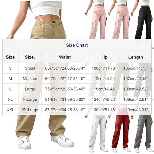 MaMiDay Baggy Cargo Pants for Women High Waisted Open Leg Pants Hiking Streetwear Fashion Outfits with Multiple Pockets thumbnail 3
