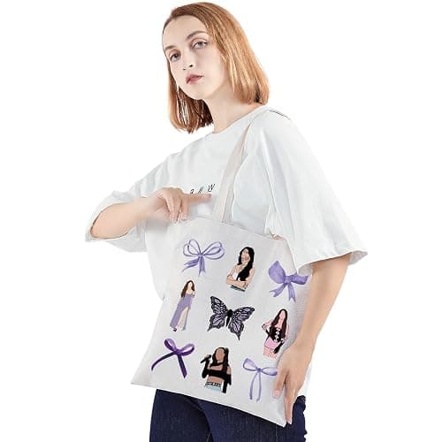 JNIAP Singer Inspired Tote Bag Album Fans Gifts Coquette Purple Bow Gift Singer Shoulder Bag Singer Merchandise thumbnail 2