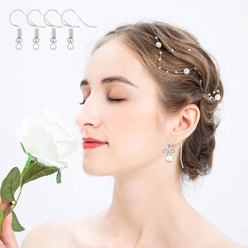 Bylion 400 Pieces Stainless Steel Earring Hooks, Fish Hooks, French Wire Hooks, Coil and Ball Style Nickel-Free Ear Wires for Jewelry Making, Silver thumbnail 6