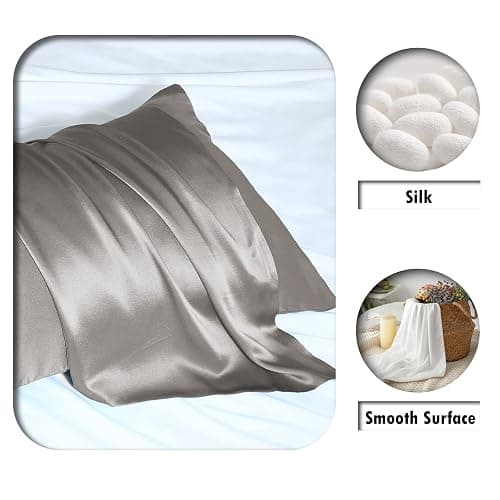 Silk Pillowcase for Hair and Skin,Soft,Breathable and Sliky 100% Standard Size Pillow Cases Set of 2,Both Sides Natural Mulberry Silk Pillowcases with Hidden Zipper(Standard Size 20"X 26",2pcs) thumbnail 2