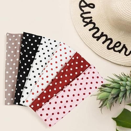 Tobeffect Polka Dot Headbands for Women Trendy Womens Headbands, Elastic Hair Bands for Women's Hair Polka Dot Hair Accessories 7PCS thumbnail 3