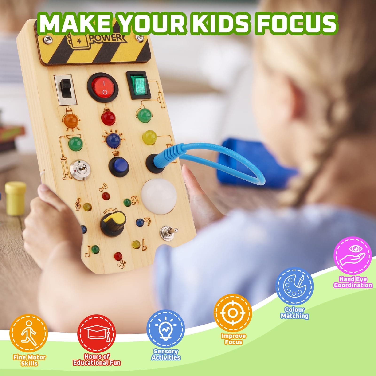 Montessori Busy Board Kids Toys, Toys for 1+ Year Old, Sensory Wooden Boy Toddler Games thumbnail 5