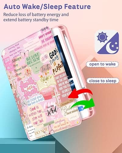 Uppuppy for iPad mini 4 Case for iPad mini 5th Generation Case - 360 Rotating Stand Folio Smart Cover with Pencil Holder for Women Girls, Christian Words for Apple Tablet Mini 7.9 inch 2019/2015 thumbnail 5