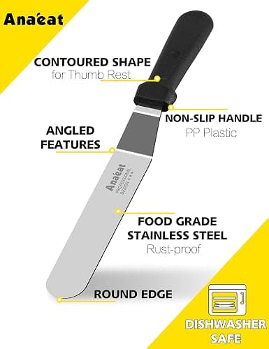Anaeat Icing Spatulas, Set of 2 Professional Cake Angled Offset Spatula with 6", 8" Stainless Steel Blades - Thickened Frosting Knife with Durable Plastic Handle for Cake Decorating Pastry & Baking thumbnail 6