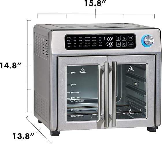 Emeril Lagasse Extra Large French Door Air Fryer Toaster Oven Combo, 24 Cooking Functions and Digital Controls, 7 Accessories Included, Stainless Steel Finish, 26QT Capacity thumbnail 3