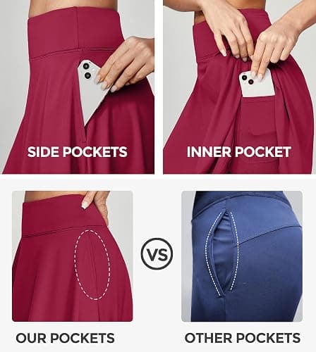 IUGA 20" Knee Length Skorts Skirts for Women with Pockets Tennis Skirt High Waisted Golf Skirts for Women Casual Athletic thumbnail 5