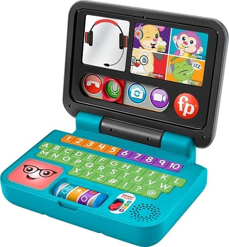 Fisher-Price Baby & Toddler Toy Laugh & Learn Let’s Connect Laptop Pretend Computer with Smart Stages for Infants Ages 6+ Months​ - English Edition - Image 1