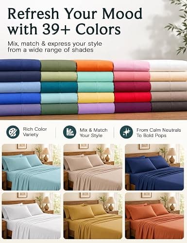 LuxClub 4 PC Full Sheet Set, Breathable Luxury Bed Sheets, Deep Pockets 18" Wrinkle Free Cooling Bed Sheets Machine Washable Hotel Bedding Silky Soft - Light Khaki Full thumbnail 5