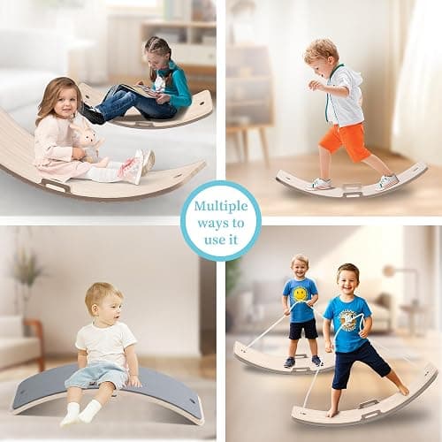 Wooden Wobble Balance Board Kids, 27 Inch Balance Board Toddlers with Natural Wood Board with Rope for Indoor&Outdoor Exercise, Open Ended Learning Toy for Body Training, Birthday thumbnail 8
