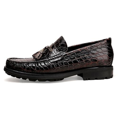 GOLDEN COXES FAMILY Premium Leather Tassel Loafer for Men, Classic Alligator Printed Thick Sole Dress Loafers Shoes for Mens thumbnail 4