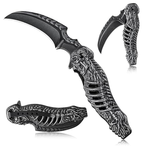 Purple Dragon Black Curved Blade Pocket Knife, Cool Gifts for Men | Collectible Folding Knife, Ideal for Everyday Carry & Outdoor Activities, Birthday Gifts for Men Husband Dad - Image 1