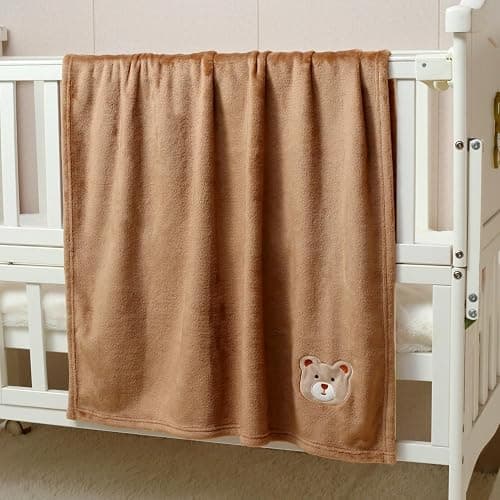 CREVENT Couverture bébé mignonne, confortable, moelleuse et chaude pour les filles, les garçons, les tout-petits, lit de bébé, poussette, douche, cadeau nouveau-né, 75 x 100 cm, ours thumbnail 3