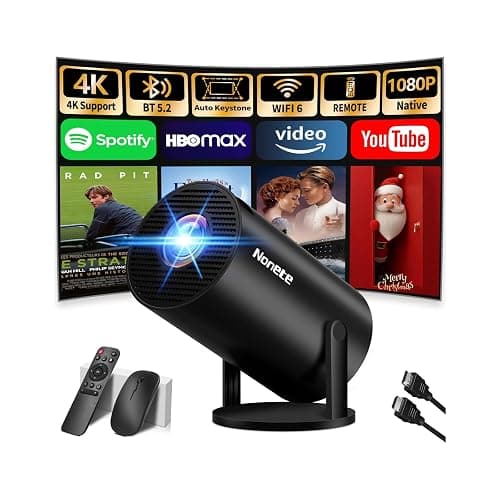 [2026 Upgraded] Mini Projector Support 4K 1080P FHD Auto Keystone 270° Rotatable with WiFi 6 and Bluetooth 5.2 Projector Portable Compatibile with HDMI/TV Stick/Memory Stick/Laptop,Black - Image 1