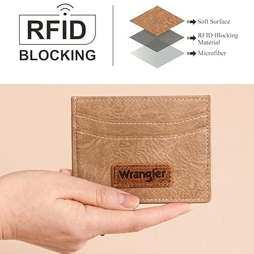 Montana West X Wrangler Womens Wallet Small Credit Card Holder Minimalist Rfid Card Wallet for Ladies Female - Graceful-Khaki thumbnail 2