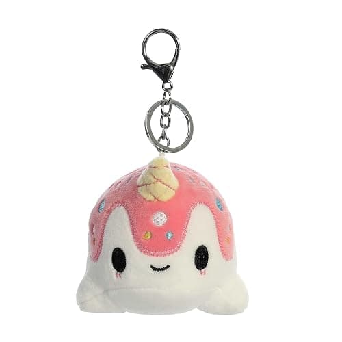 Aurora® Enchanting Tasty Peach® Vanilla-Berry Nomwhal Clip-On Stuffed Animal - Bright & Colorful Design for Room Decor - Perfect for Adults, Kids, and Birthdays - White 4.5 Inches thumbnail 2