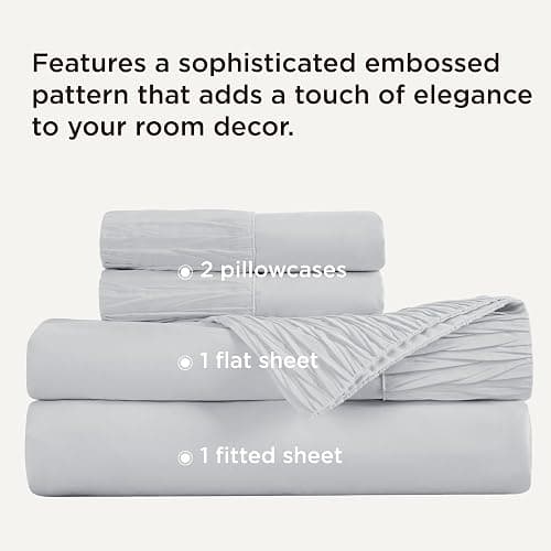 Bedsure King Size Sheets Set - 4 Pieces Soft King Sheets - Breathable & Cooling - Hotel Luxury - Easy Care Polyester Microfiber Bedding for Women, Men, Light Grey thumbnail 2
