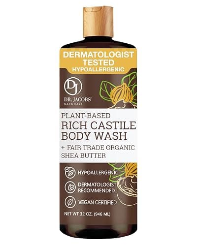 Dr. Jacobs Naturals Pure Castile Soap Liquid Body Wash, Shea Butter - Plant Based Soap Infused with Vitamin E and Aloe Vera to Moisturize Dry and Sensitive Skin - Made in The USA - 32 oz, Pack of 1 - Image 1