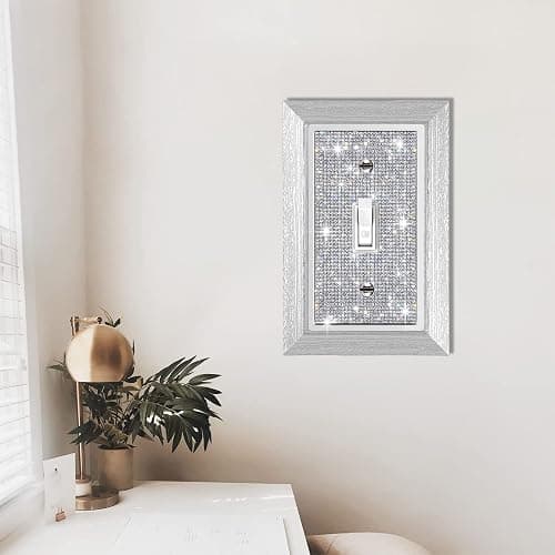 1 Pcs Shiny Rhinestones Imitation Wood Grain Wall Plate Toggle Light Switch Cover Decorative Durable Switch Covers Wall Plate Cover - Standard Size - 1PC-Wall Plate thumbnail 2