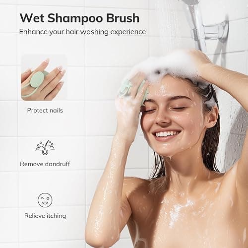 Sndyi Silicone Scalp Massager Shampoo Brush, Scalp Brush for Hair Growth and Head Massage, Scalp Scrubber/Exfoliator for Dandruff Removal, Silicone Hair Scalp Massager, Wet & Dry Use, Fir Green thumbnail 7