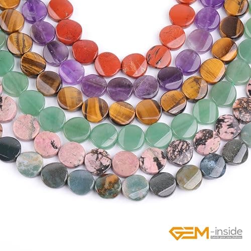 GEM-Inside Indian Agate Gemstone Loose Beads Natural 16mm Twisted Coin Crystal Energy Stone Power for Jewelry Making 15" thumbnail 6