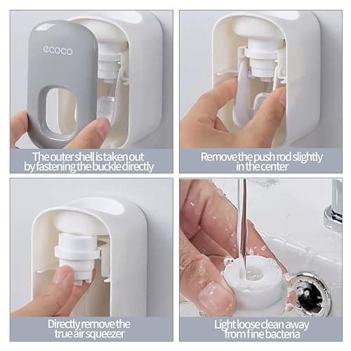 Automatischer Zahnpastaspender, wasserdicht, staubfrei, wandmontiert, Zahnpasta-Halter, Badezimmer-Zubehör, automatischer Zahnpastaspender für Badezimmer, Waschraum (B) thumbnail 4