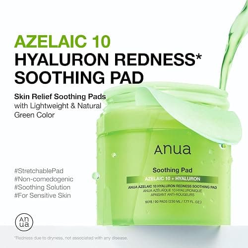 Anua Azelaic Acid 10 Hyaluronic Acid Soothing Toner Pads, 90 Pads | Hydrating Facial Toner Pads for Redness, Pore & Blemish Care, Quick & Easy Stretchable Formula, Korean Skincare thumbnail 2