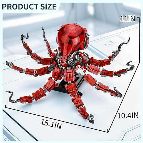 XITALAXU Mechanical Octopus Building Sets for Adult, Ocean Animal Collection Toy with Display Stand and Light, Home Office Decor and Idea Gift for Teen 14+(882PCS) thumbnail 3