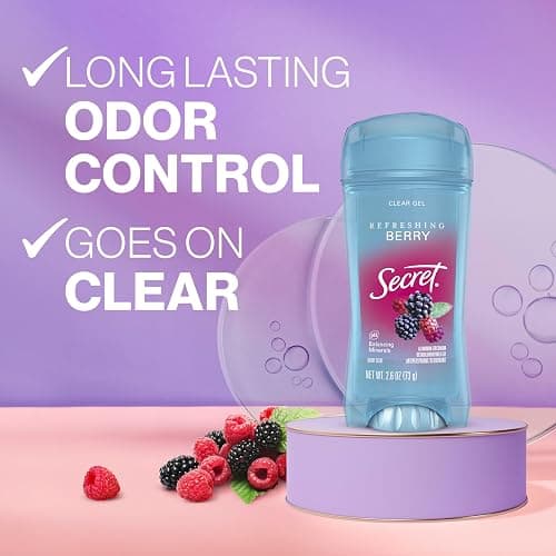 Secret Fresh Antiperspirant Deodorant for Women, 72hr Breathable Sweat & Odor Protection, Instant Freshness & Gentle, PH Balancing Minerals, Clear Gel, Refreshing Berry Scent, 2.6 oz (Pack of 2) thumbnail 2