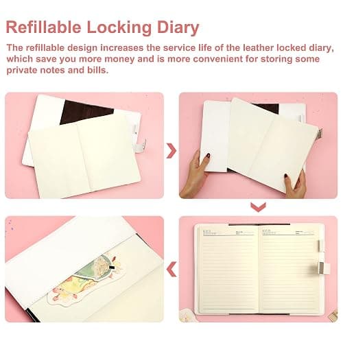 CAGIE Diary for Girls Age 8-12 Gifts for 9 10 11 12 Year Old Girls Diary with Lock, Spilling Ink Design 192 Pages Lock Diary with Pen, 5.7 x 8.5 Inch Birthday Gifts for Girl Journal with Lock thumbnail 5