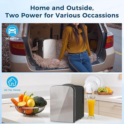 Antarctic Star Compact Refrigerator, Portable Mini Fridge, Skin Care 4L Capacity/6 Cans, for Bedroom, Car, Office & Dorm, Small Cooler for Cosmetics, Magnetic Brushed Stainless Steel Door,Black thumbnail 4