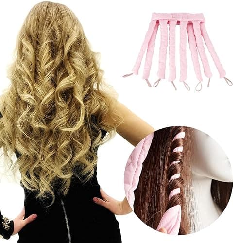 Tirdkid Pink Heatless Curling Rod Headband, 2026 New Upgraded Eight Claw Design Heatless Curler with Removable & Adjustable Heatless Curls thumbnail 2