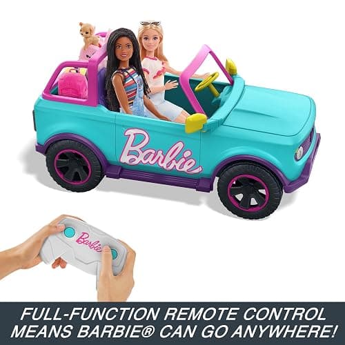 Hot Wheels Barbie Remote Control Car, SUV & Stickers, Can Hold & Store 2 Barbie Dolls & Accessories, Kid-Applied Stickers for Customization, HTP53 thumbnail 4