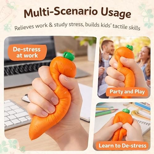 Carrot Squishy Realistic Strawberry Squishy Giant Strawberries Stress Relief Toy Jumbo Slow Rise Fruits Squeezable Toy Ball Dragon Fruit Soft Anxiety Toys Pressure Release Fidget Adults thumbnail 4