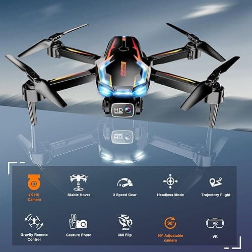 Drone with Camera for Adults, 2K HD FPV Drones with Upgrade Altitude Hold, One-Key Take Off/Landing, Speed Adjustment, Headless Mode, 2 Batteries, Toys Gifts for Teen Boys Girls, Beginner thumbnail 2