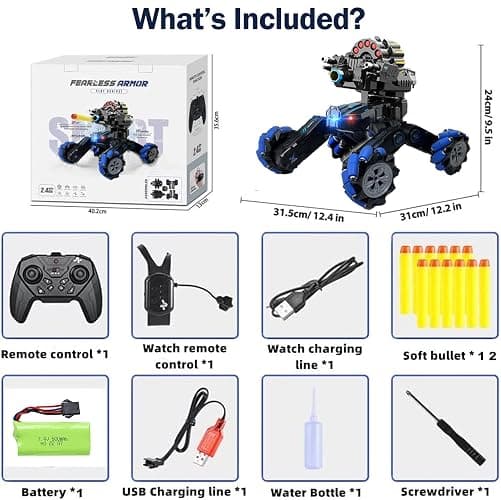 ROHSCE RC Tank That Shoots Gesture Sensing RC Tank, 2.4GHz Battle Soft Bullets Hand Control Car Drift Remote Control Trucks for Boys & Girls 8-12, Remote Control Tank with Light Music thumbnail 10