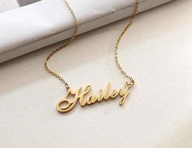 AOLO Personalized Name Necklace Custom Name Necklaces Stainless Steel Nameplate Heart Jewelry Gold Silver Color for Womens Mens thumbnail 5