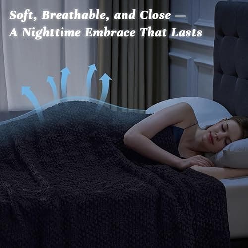 Anysay Knitted Weighted Blanket for Adult, Chunky Knit Weighted Throw for Sleep 60"*80" 20lbs, Cooling Breathable Machine Washable Heavy Blanket for Room Decor (Dark Grey, Queen) thumbnail 4