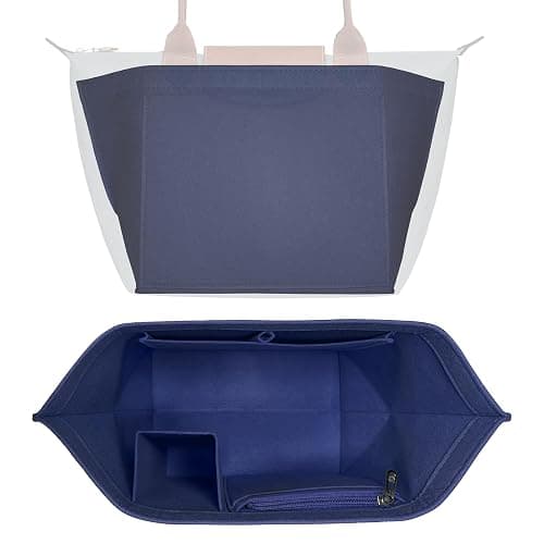 HomeGadget Organizer per Borsa Longchamp Taglia L - Organizzatore Le Pliage per Tasca da Donna - Interno per Shopper - Borsetta in feltro per Accessori - Blu Scuro - Image 1