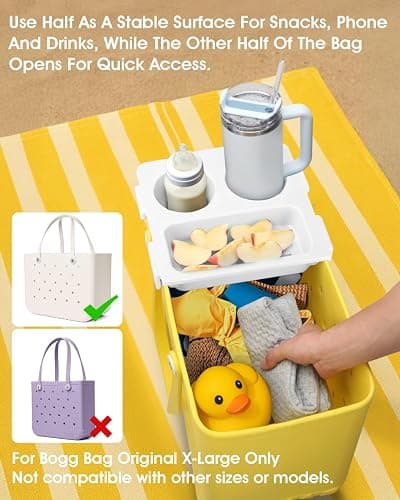 Topper Cup Holder Tray Accessory for Bogg Bag X-Large - Fit for Stanley Cup - EVA Material is Water-Resistant and Windproof - Women Phone Holder for Bogg Bag - Divider and Organizer (White) thumbnail 3