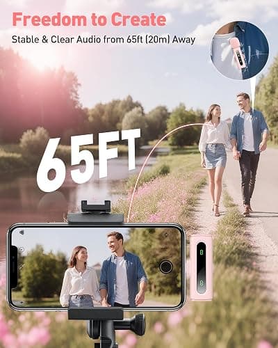 USB C Lavalier Microphone Wireless Mini Mic for Type-C Android Phone/Tablet/PC Video Recording Clip-on Mics with Rotatable Clip&Denoise Recording, Ideal for Vlog Tiktok Youtube Content Creator, Pink thumbnail 7