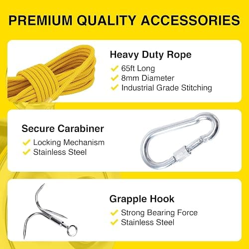 1320LB’s Complete Magnet Fishing Kit | Double Sided Fishing Magnet Kit with Case | Includes Strong Neodymium N52 Magnets, Durable 65ft Rope, Carabiner, Gloves, Grappling Hook & Carry Case thumbnail 6