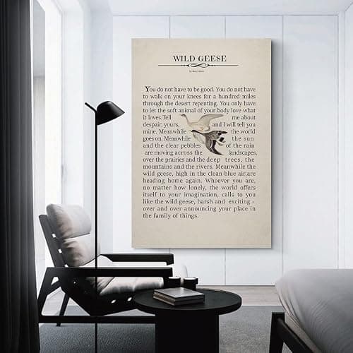 GLKJHAJ Wild Geese By Mary Oliver Poetry Poster Motivational Poem Poster Canvas Wall Art Poster For Room Aesthetic And Decor Pictures For Living Room Bedroom Decor 08x12inch(20x30cm) thumbnail 3