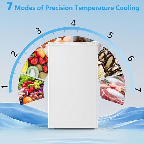 COWSAR 3.2 Cu.Ft Mini Fridge with Freezer for Bedroom Dorm, White | Single Reversible Door, 7 Temperature Settings, Energy Saving, 2 Removable Glass Shelves, Small Refrigerator for Apartment thumbnail 3