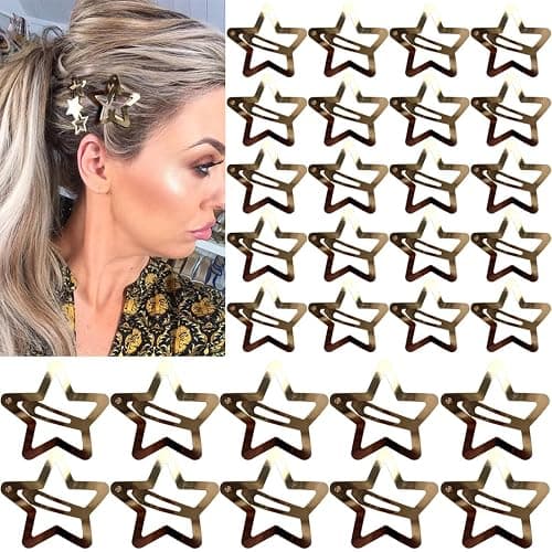 30 PCS Gold Star Hair Clips,20PCS 1.22"Star hair Clip and 10 PCS 1.65"Hair Clip Snap Hair Accessories Non Slip stars Clips for Girls Women gold Accessories Gold Metal Hair Clips thumbnail 8