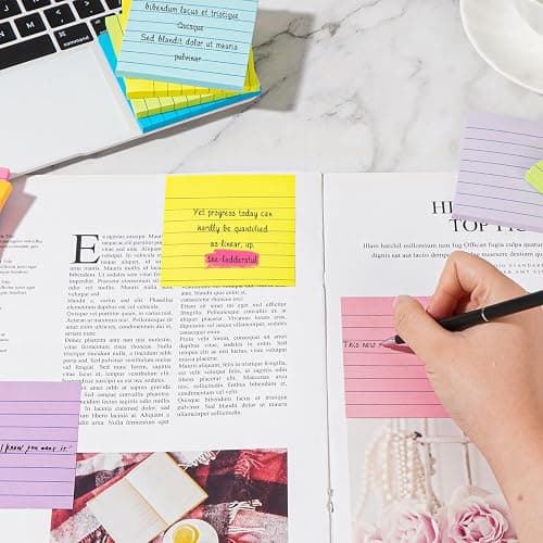 (18 Pads) Lined Sticky Notes 3x3 in Bright Ruled Post Stickies Colorful Super Sticking Power Memo Pads thumbnail 2