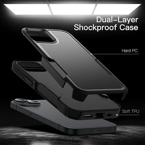 JETech Case for iPhone 15 Plus 6.7-Inch, Heavy Duty Dual-Layer Rugged Protection, Shockproof Protective Tough Phone Cover with Matte Back (Black) thumbnail 3