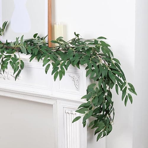 RECUTMS Artificial Willow Leaves Vine Twigs 2Pcs 5.9Ft Fake Hanging Ivy Plants Silk Green Leaf Rattan Garland Greenery Decor for Indoor Outdoor Home Wedding Arch Jungle Beach Birthday Party Garden thumbnail 8